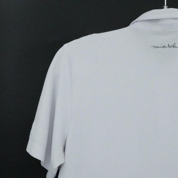 Travis Mathew Shirt Men Large White Polo Splatter Pocket Golf Performance Preppy - Picture 9 of 16